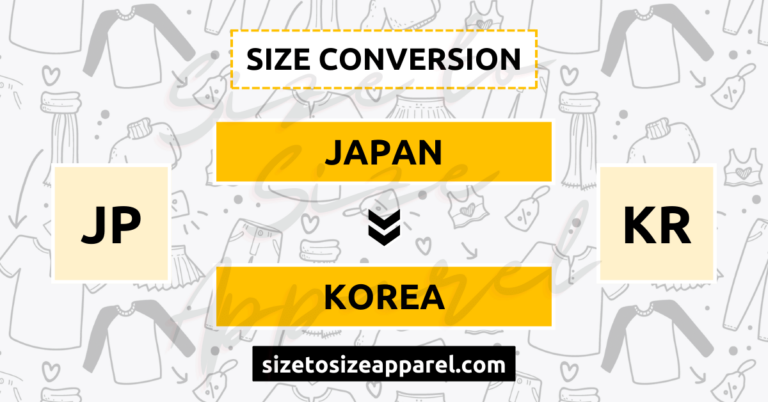 Japan (JP) to Korea (KR) Size Conversion