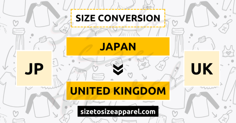 Japan (JP) to United Kingdom (UK) Size Conversion