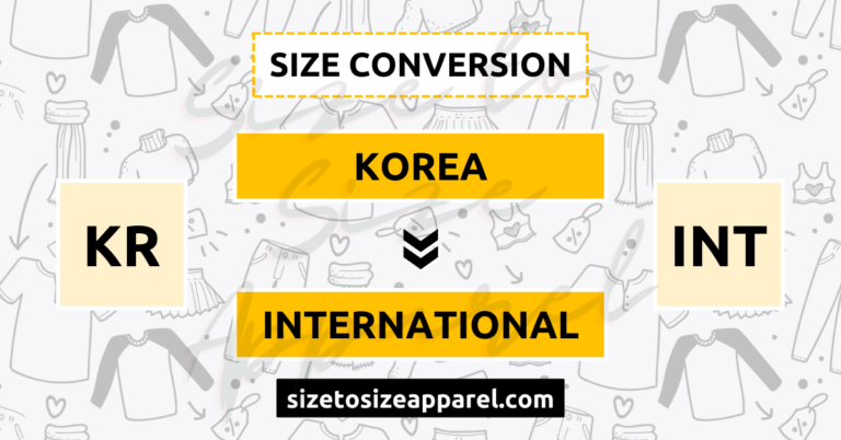 Korea (KR) to International (INT) Size Conversion