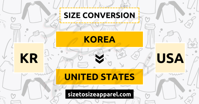 Korea (KR) to United States (USA) Size Conversion