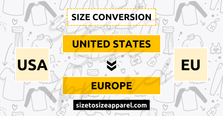 United States (USA) to Europe (EU) Size Conversion